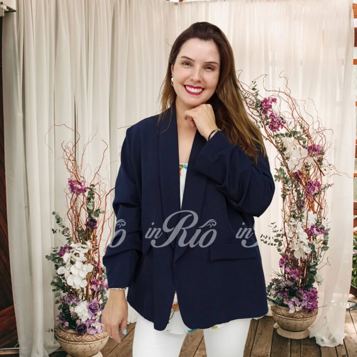 Blazer plus size azul escuro