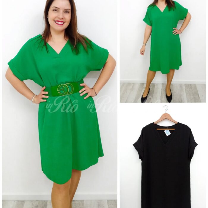 Vestido Kaftan oversized em tecido fluído