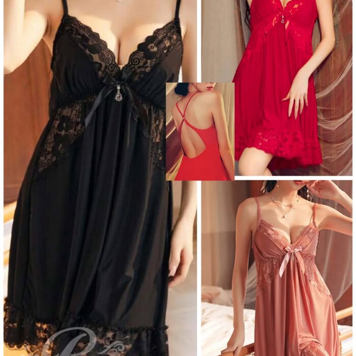 Conjunto de Camisa de noite rendada e cueca tanga