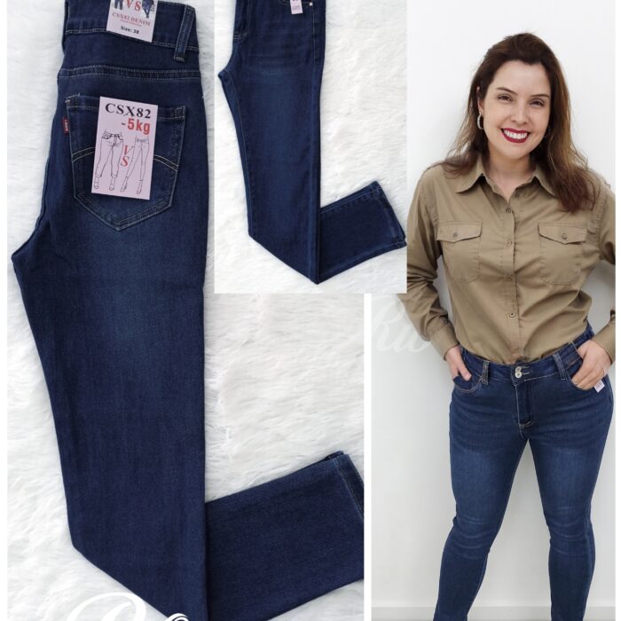 Calça de ganga plus size redutora com efeito adelgaçante de até -5kgs