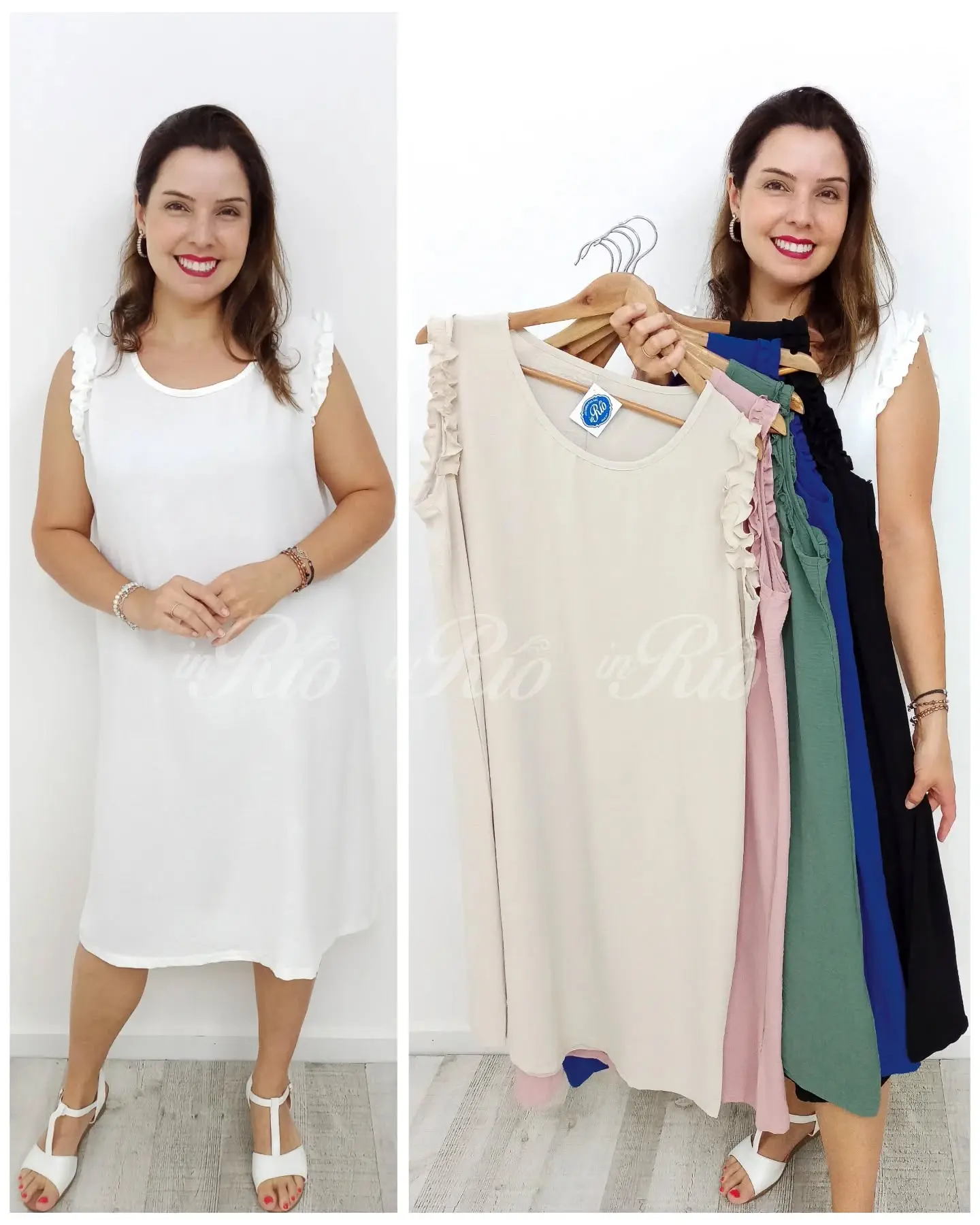 Vestido fluído plus size com folhinhos