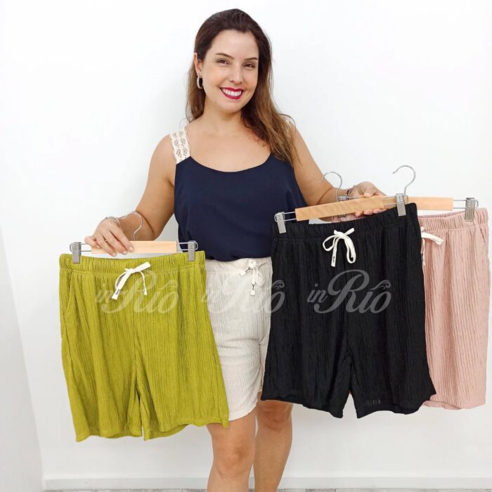 Calções mágicos plus size em tecido texturizado