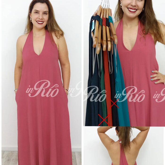 Vestido longo fluído backless