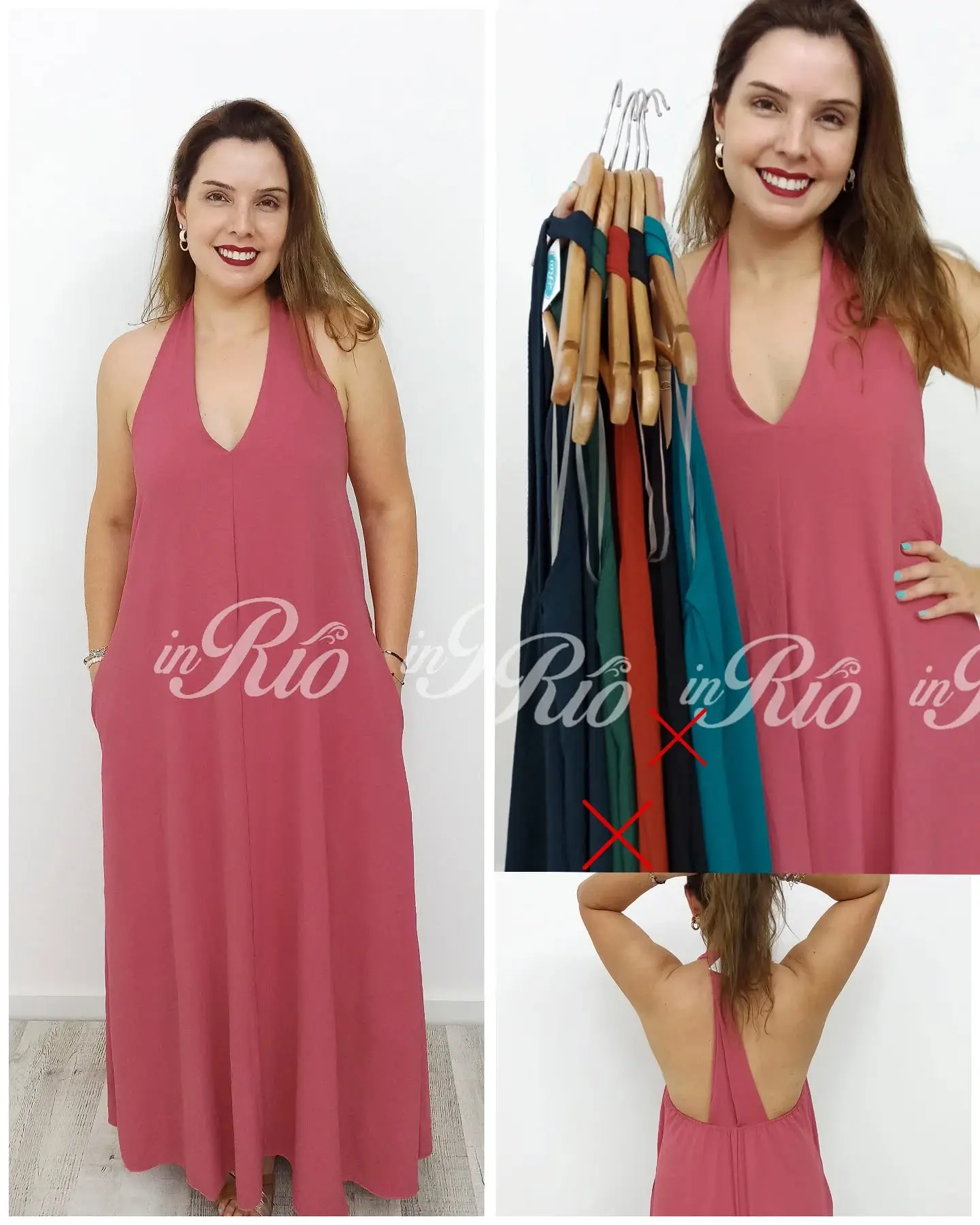 Vestido longo fluído backless