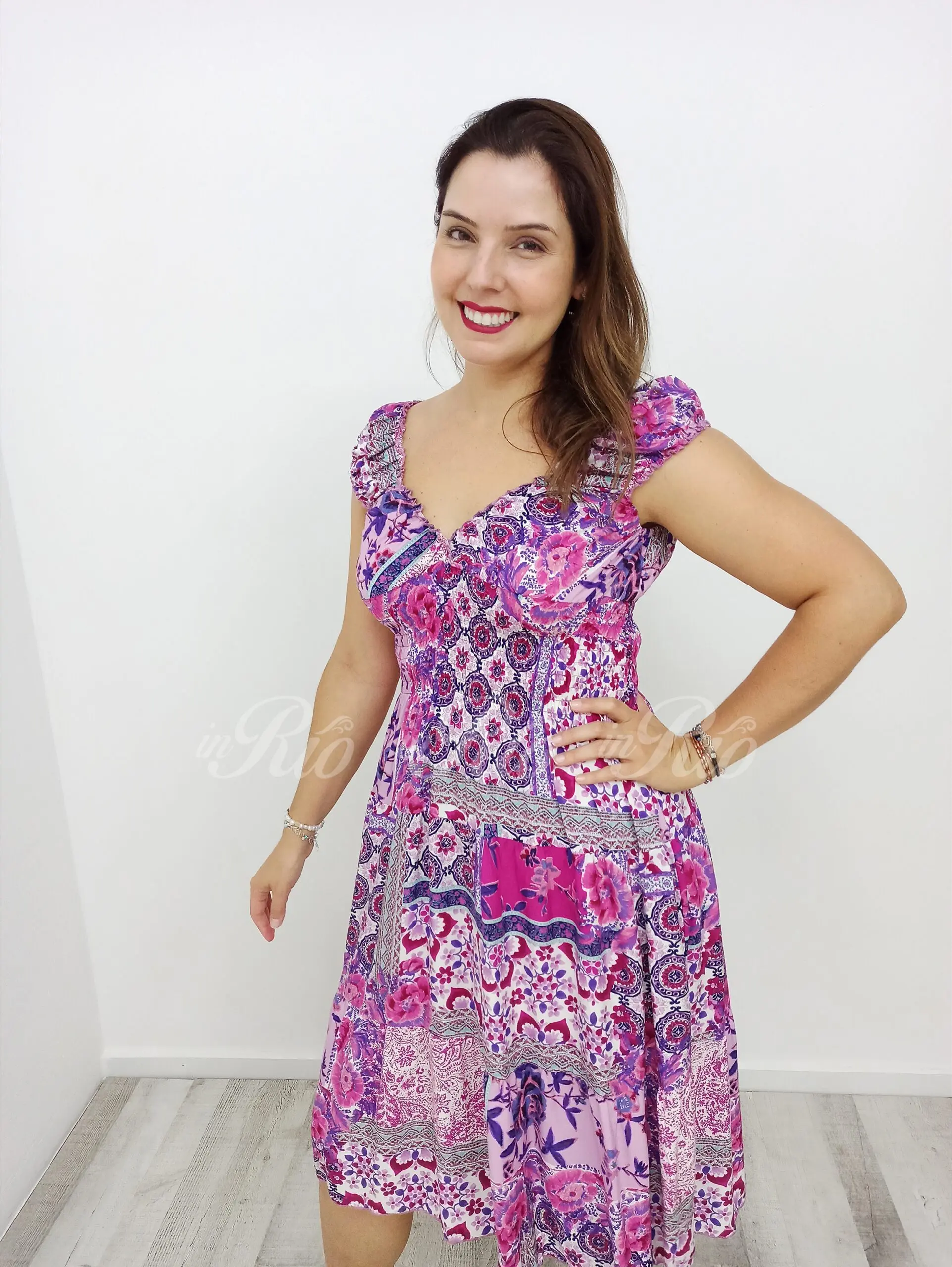 Vestido Midi com padrão Patchwork - Image 7