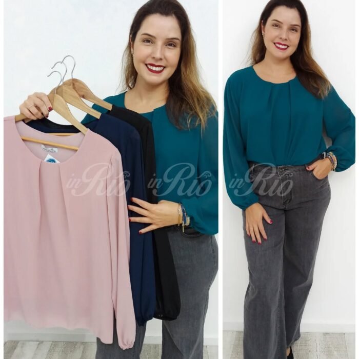 Blusa fluída com prega à frente