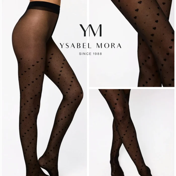 Collant estampado com corações e bolinhas da Ysabel Mora 20DEN