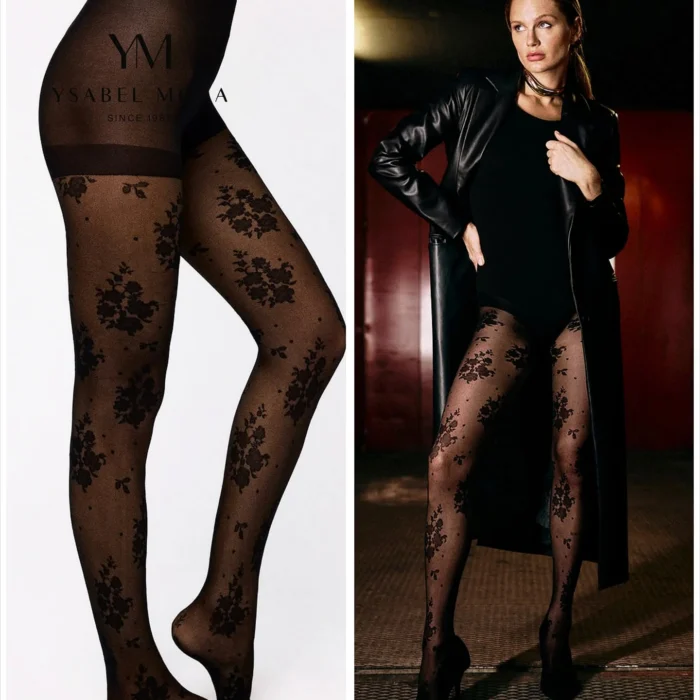 Collant com estampado floral da Ysabel Mora 20DEN