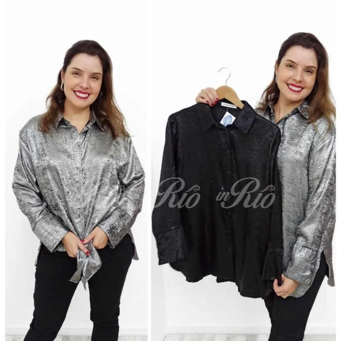 Camisa com efeito metalizado
