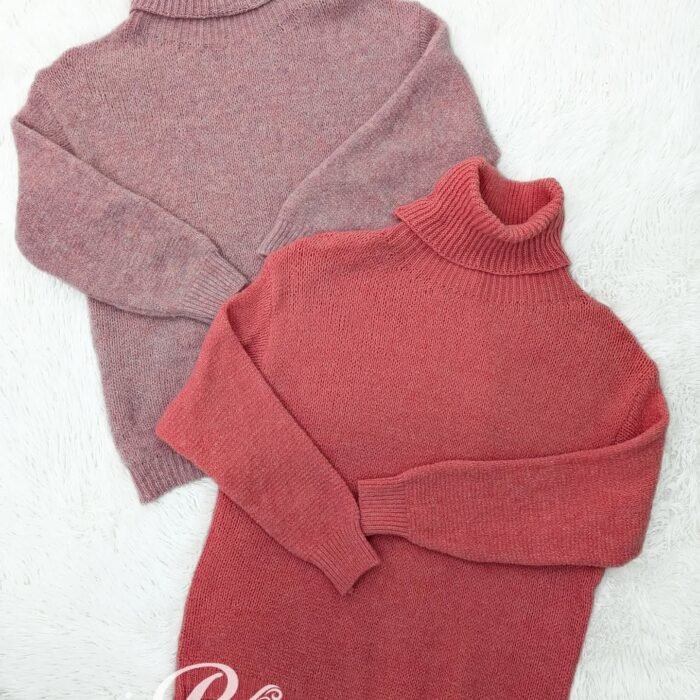  Camisola oversized de gola alta em malha matizada