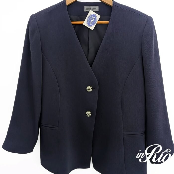 Blazer texturizado na cor azul escuro